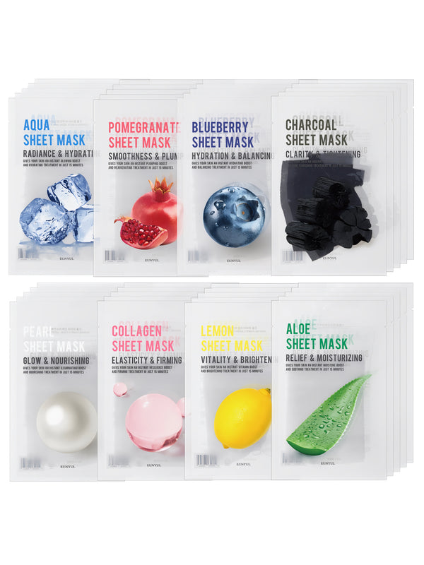 Naturally Radiant & Balanced Facial Mask Set – 8 Types (40 Sheets)